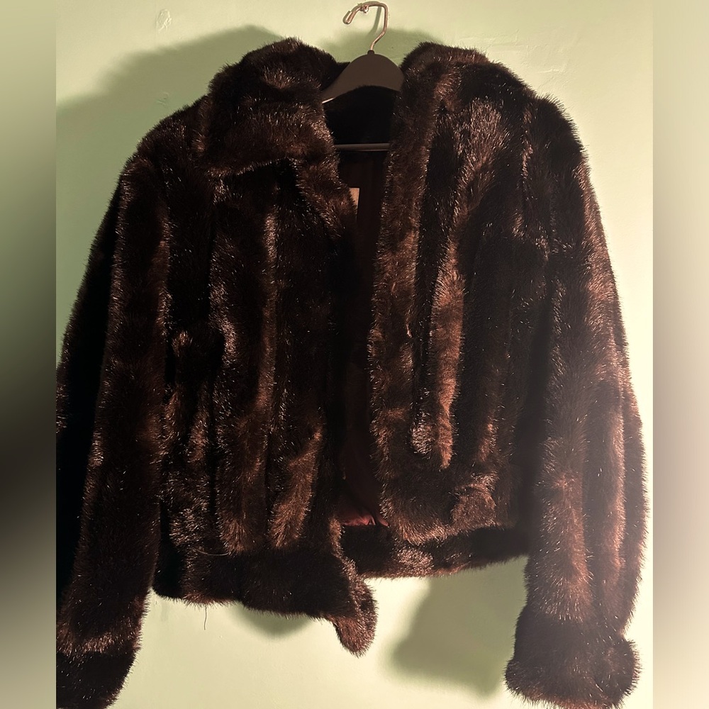 Vintage Dubrowsky & Perlbinder Faux Mink Fur Mini Coat, Dark Brown